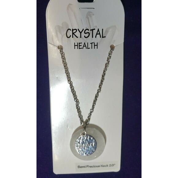 Crystal Health Semi Precious Real Quartz Stone, 28" Silver Tone Chain, NWT - Picture 4 of 10